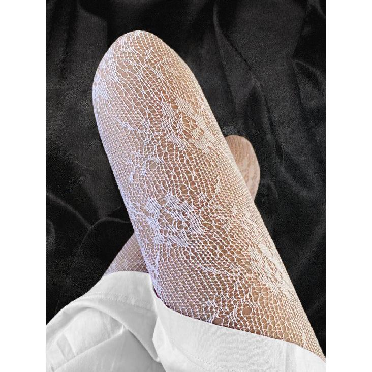 

Black floral sexy women s pantyhose, sweet and spicy Japanese style, thin fishnet stockings for summer with mesh and hollow-out design jk Socks білий