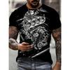 Retro and Quirky Series 3D Digital Printed Men's Casual and Fashionable Round Neck Short Sleeved T-shirt