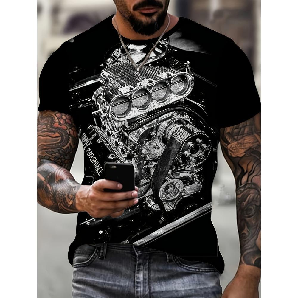 Retro and Quirky Series 3D Digital Printed Men's Casual and Fashionable Round Neck Short Sleeved T-shirt