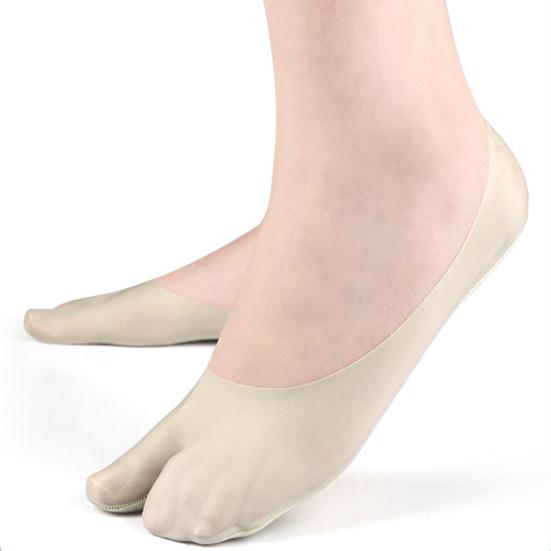Breathable Toe Socks 2-Toe Invisible Liner Socks with Anti-Slip Silicone Ultra-Thin Moisture-Wicking Socks for Loafers Sneakers