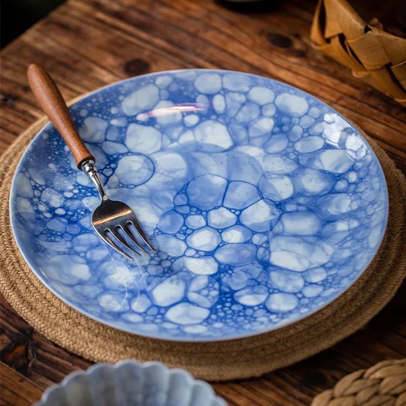 Chinese Style Circular Dining Plates Light Luxury Restaurant Steak Plate Delicious Dishes Flat Plate Unique Household Tableware