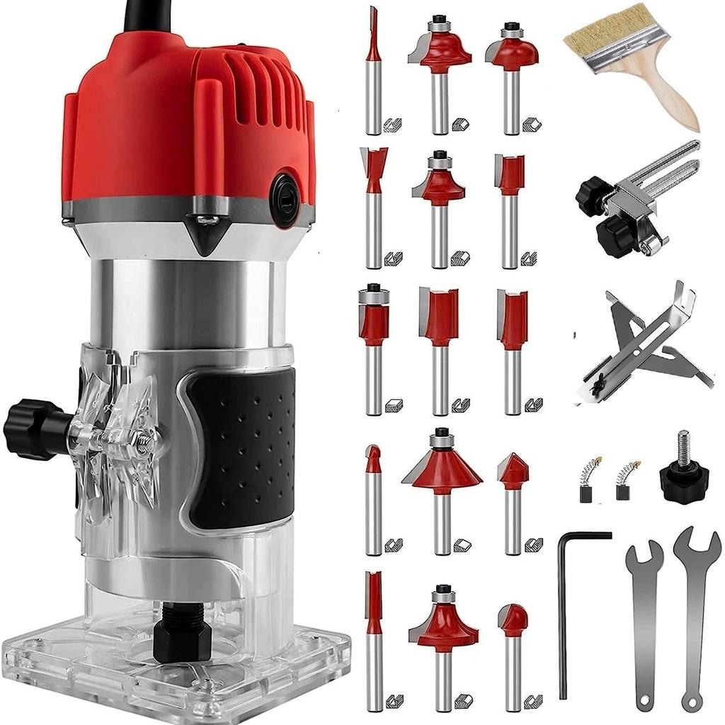 Multifunctional Electric Wood Trimmer Handheld Engraving Slotting Router Drilling Woodworking Milling Cutter Carving Power Tool