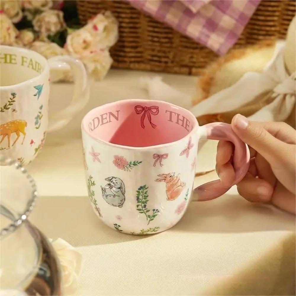 Mori Cloth Texture Ceramic Cup Creative Fried Dough Twists Handle Cartoon Coffee Cup