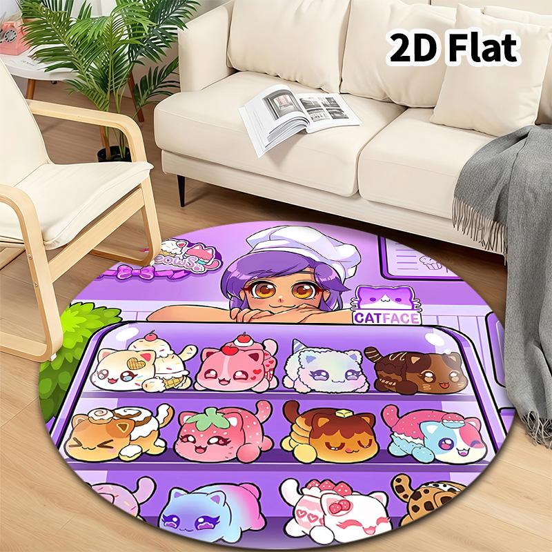 Aphmau Round Area Rug Carpet Rug For Living Room Bedroom Sofa Playroom Decor Nonslip Floor Mat