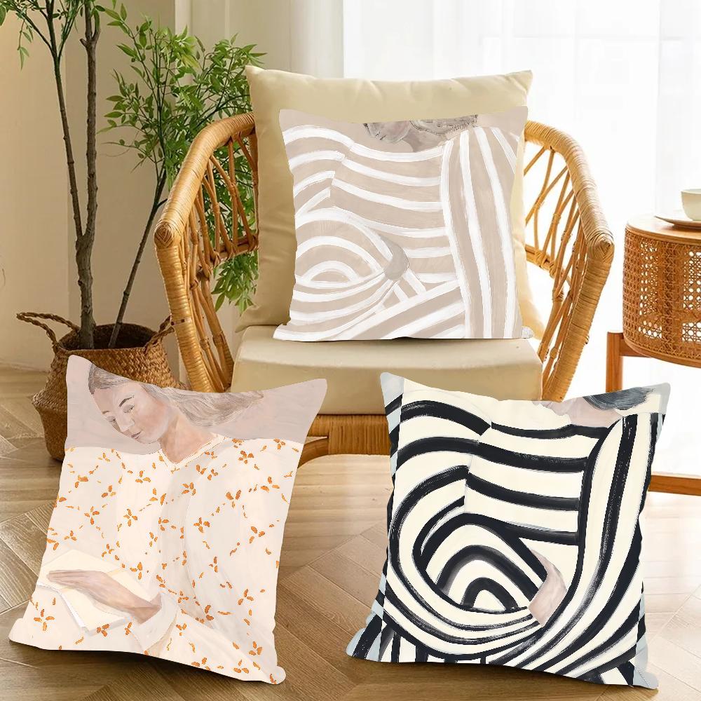 Line Art S-sofia Lind Pillow Case Applicable Space For Guest Rooms Interiors Cars Office House Decoration