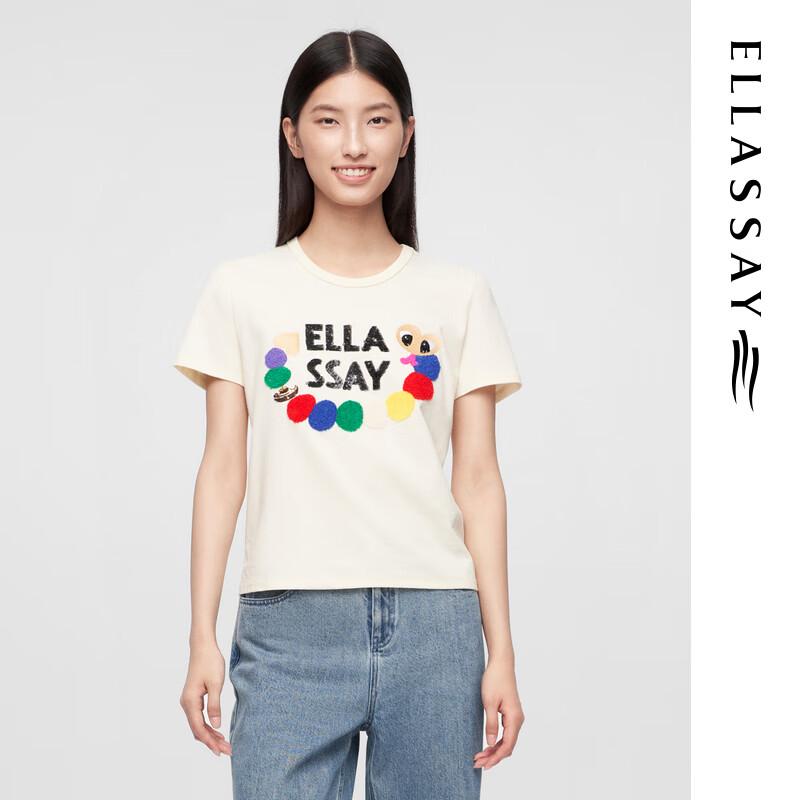 ELLASSAY Women s Sequin Splicing Cotton T-shirt S