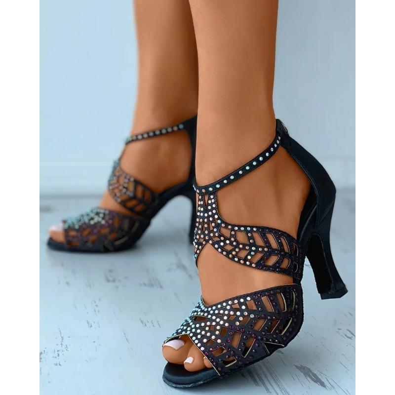 Fashion Shoes of Women Fashion Stiletto Rhinestone Hollow Fish Closed Toe Sexy Dance Shoes Plus Size Ladies Sandals 2025