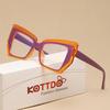 Retro Women Glasses Frame Cat Eye Flat Mirror Female Polygon Spectacle Eyeglasses Frame Anti Blue Light Decorative Eyewear