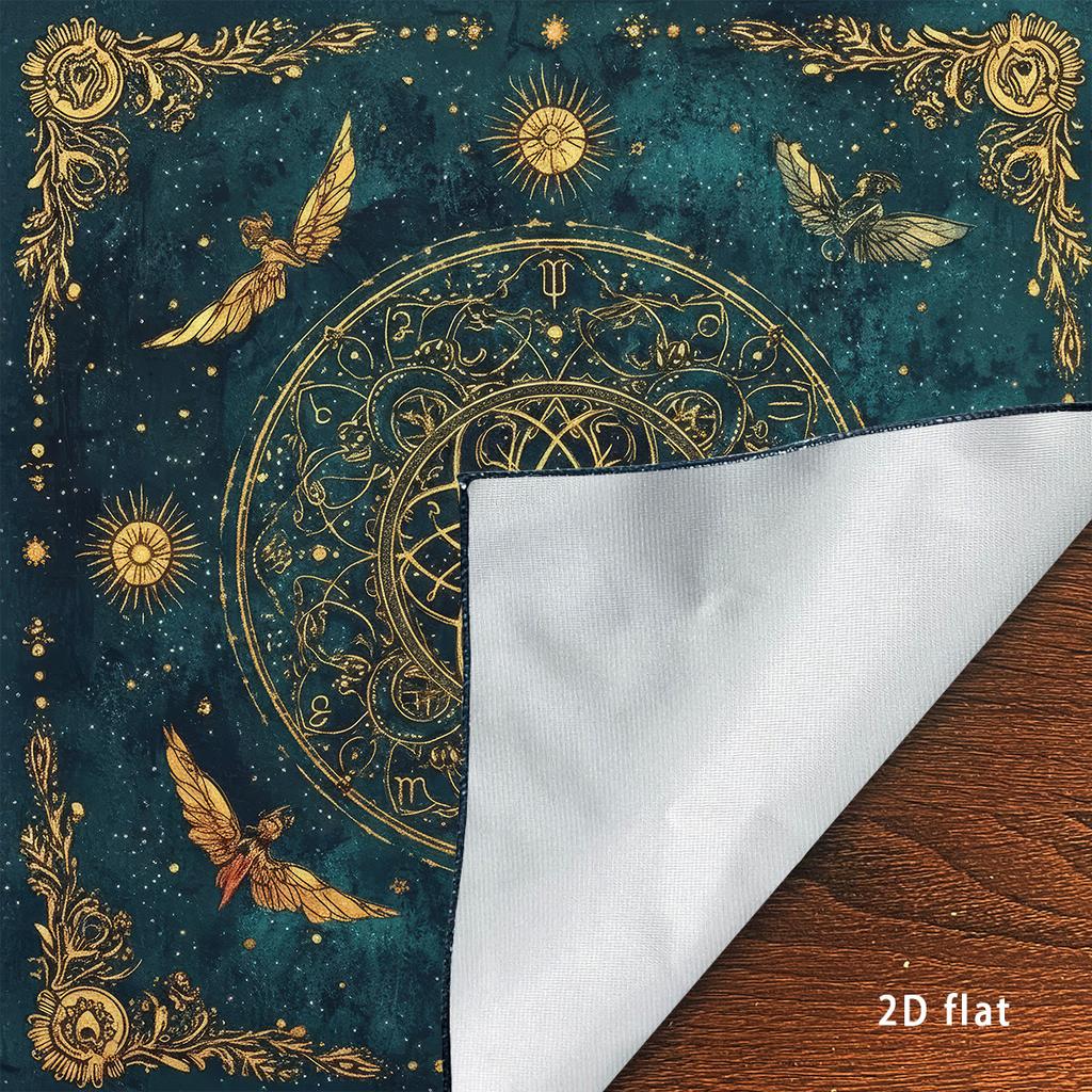Sacred Geometry Flower of Life Tarot Tablecloth Sun Moon Starry Sky Divination Mat Golden Universe Altar Cloth