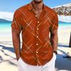 Men Colorful Geometric Print Short Sleeve Button Down Shirt