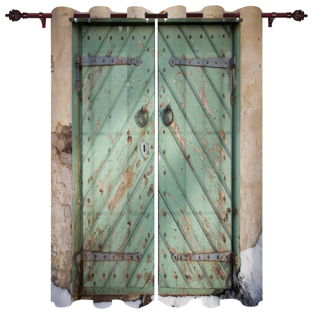 Holztürfarbe Retro Fenstervorhänge Wohnkultur Wohnzimmer Vorhänge Schlafzimmer Vorhänge Küchentür Vorhänge