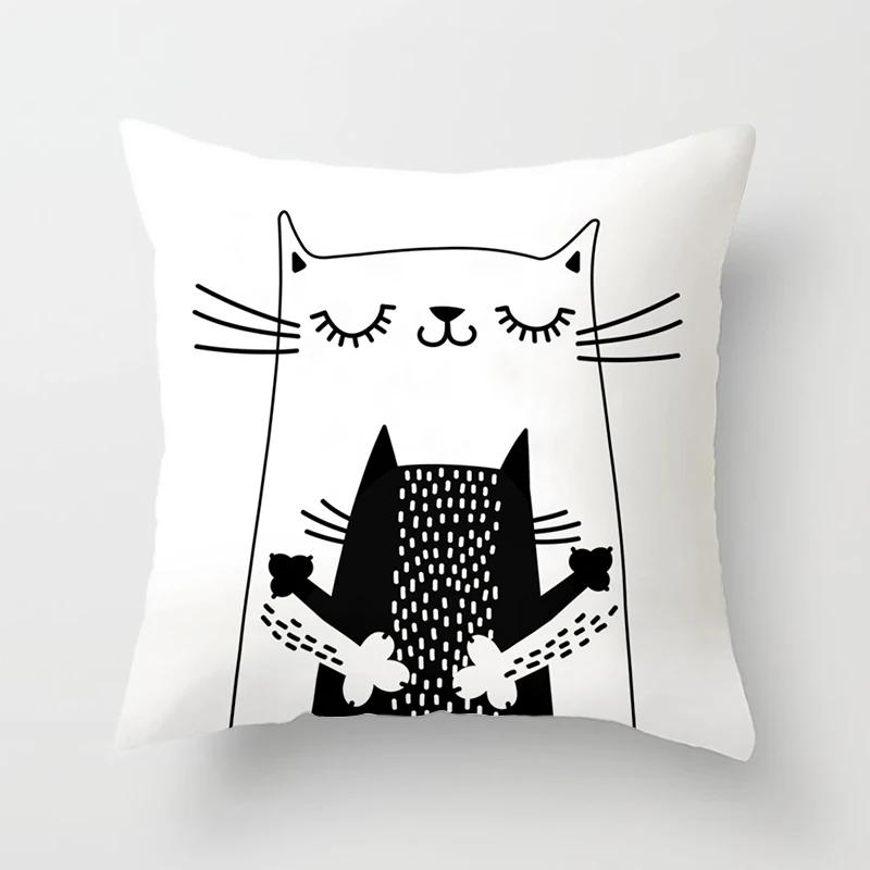 Funny Cute Black Lover Cat Pillowcase Cushion Cover 4545 Polyester Pillow Cover Sofa Car Home Decor Room Decoration