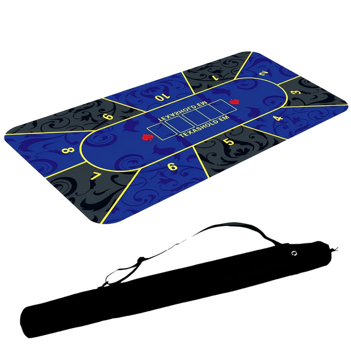 

x 60 Poker 3 Поставляется с Хранение Казино Покерная Игра [120см см] Мат, Типы, Сумка, (СИНИЙ, 120×60) синий