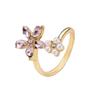 4 pcs Crystal Rhinestone Flower Rings Simple Finger Jewelry Sweet Opening Finger Ring  Gifts