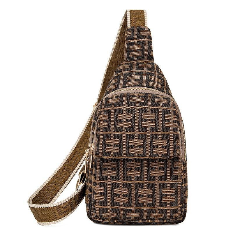 

Chest Bag Women s Nylon Shoulder Bag Multi-Layer Large Capacity Crossbody Bag коричневий