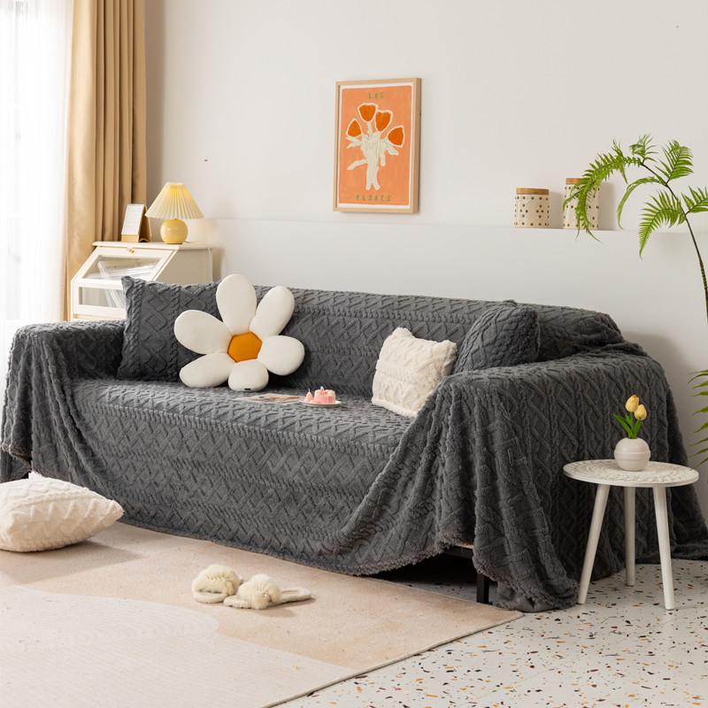 Moping Cat Feeling Plush Sofa Cover Blanket for All-inclusive Sofa Towel  Living Room Sofa Cover Anti-cat Scratch Couch Cover