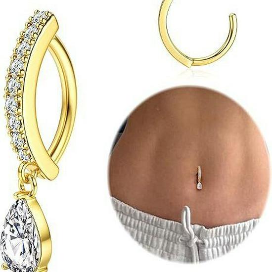 European & American Style Zirconia Water Drop Navel Piercing - Elegant & Fashionable Jewelry