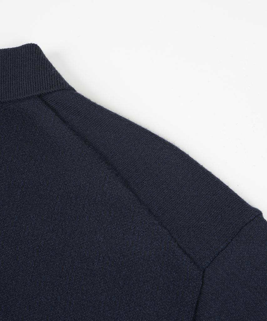 BIRBANTE Soft Washable Two-Tone Collared Knit - Dark Navy