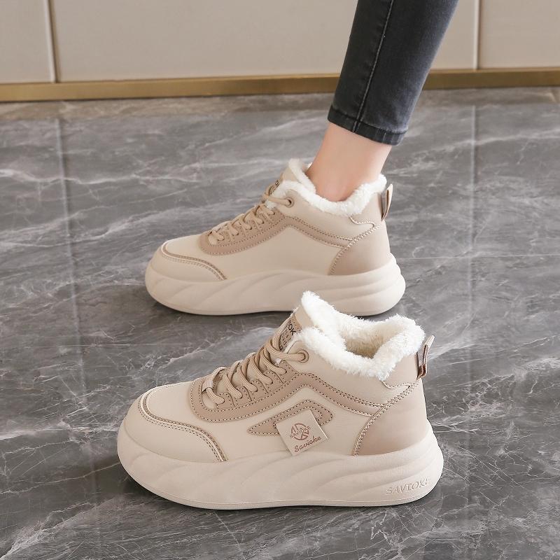 Fleece sneakers new winter size muffin platform shoes high top cotton shoes 34
