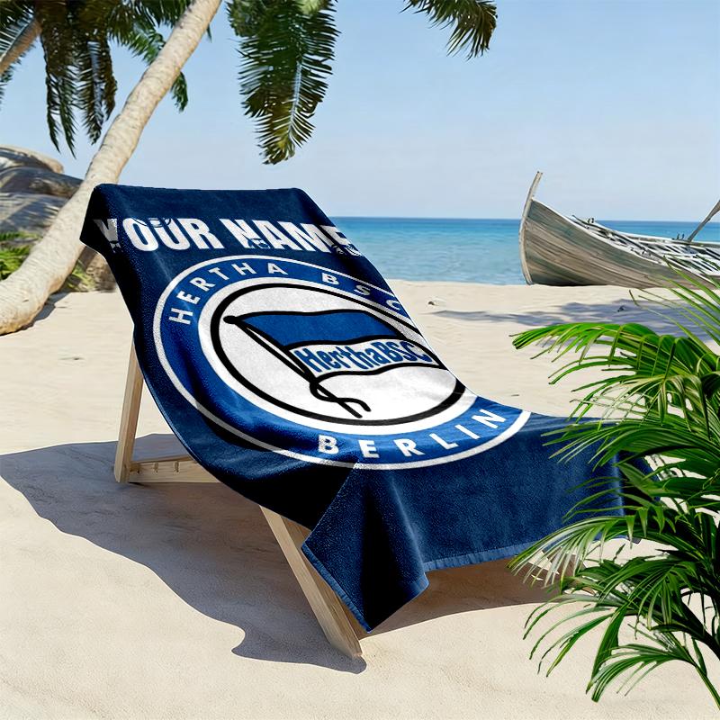 Custom Name Hertha BSC Print Beach Towel, Large Soft Quick Dry Towel for Beach Camping Swimming