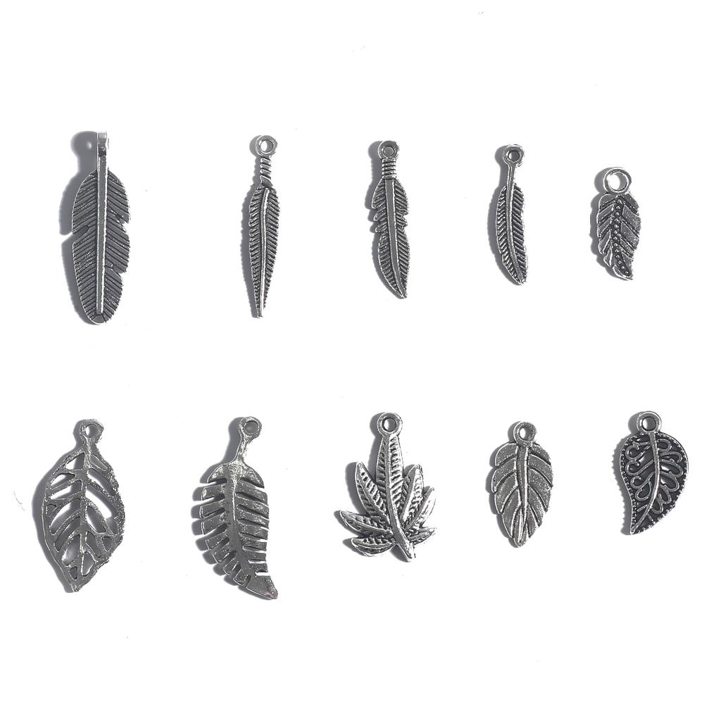 10-50pcs 10 Styles Metal Zinc Alloy Leaves Charms Fit Jewelry Pendant Charms Makings