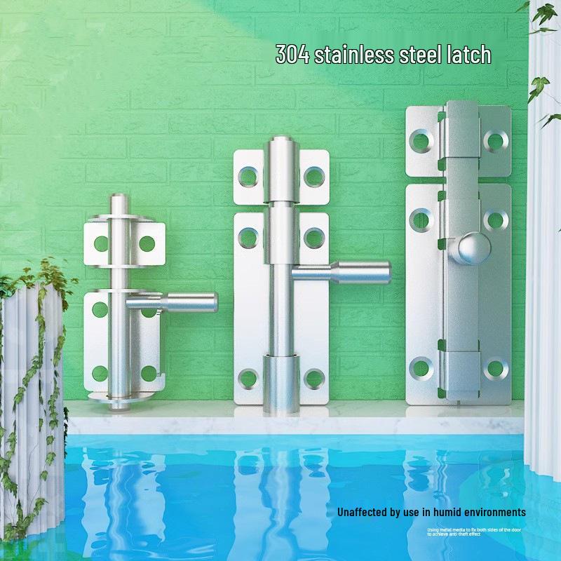 No-Punch 304 Stainless Steel Bolt Latch - Antique Door Buckle for Wood Doors & Windows, Anti-Theft Insert Lock, Surface-Mounted for Bathrooms.