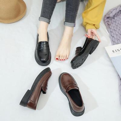 Korėjiečių poros britiško stiliaus slip-on mokasinai: Didelis dydis, plati apimtis, klasikinio koledžo stiliaus odiniai batai