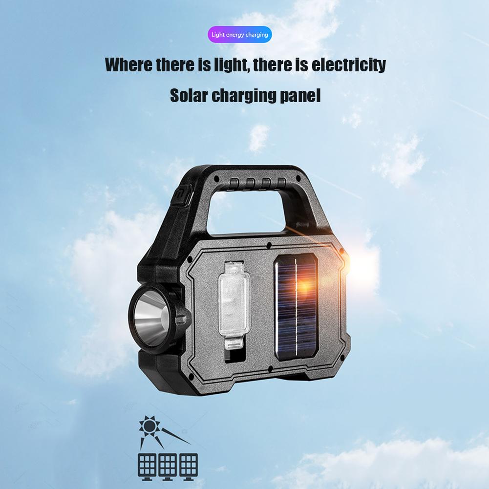 500lm Rechargeable Flashlight Waterproof 6 Gears Torch Light Portable Powerful Lantern Solar USB Charging for Camping Hiking