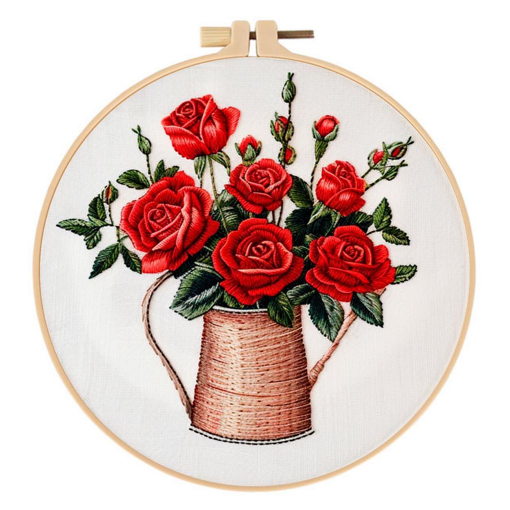 1 Set Rosenstickerei-Materialset für DIY-Kreuzstich, einschließlich Werkzeugen und Stichanleitungen, geeignet für Anfänger. Stickstoff-Stoffmaterial-Set