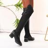 Knee High Elastic Boots Women Thin Black Big Tube Around Long High Boots Fashion Thick Heel Knee Boots