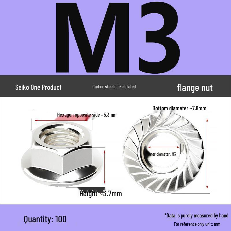 Electroplated Galvanized Hex Flange Nut with Anti-Slip Tooth Washer Cap, M3-M16