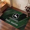 John Deere Personalisierter Kristall-Samt-Teppich, Benutzerdefinierter Namens-Text Weicher Anti-Rutsch-Teppich für Wohnzimmer Schlafzimmer