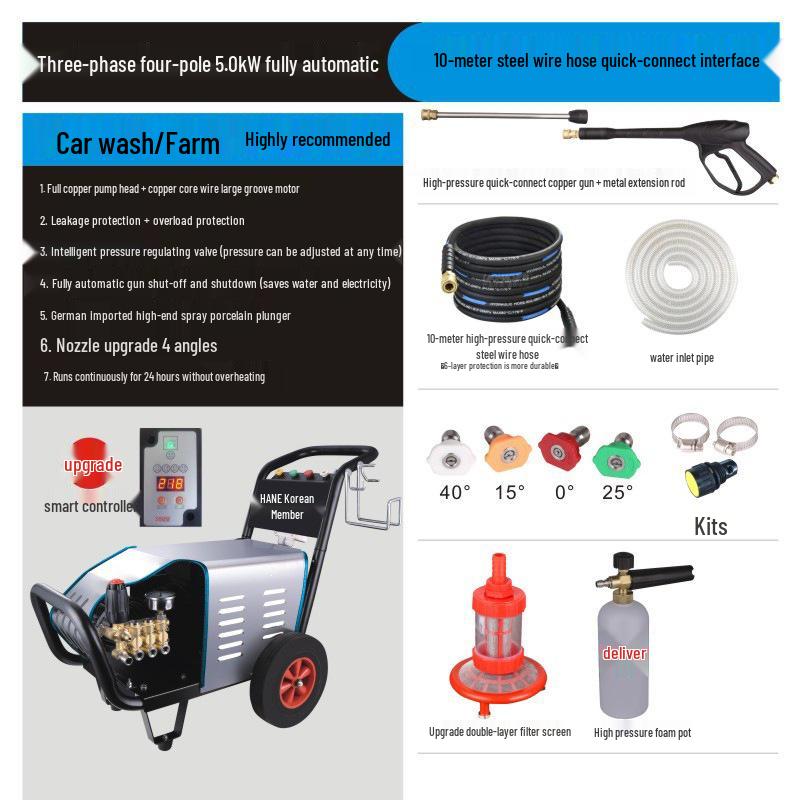 Industrieller Hochdruckreiniger für Autos und Bauernhöfe: Vollautomatisch, 220V/380V, Hochleistungs-Sprühgerät