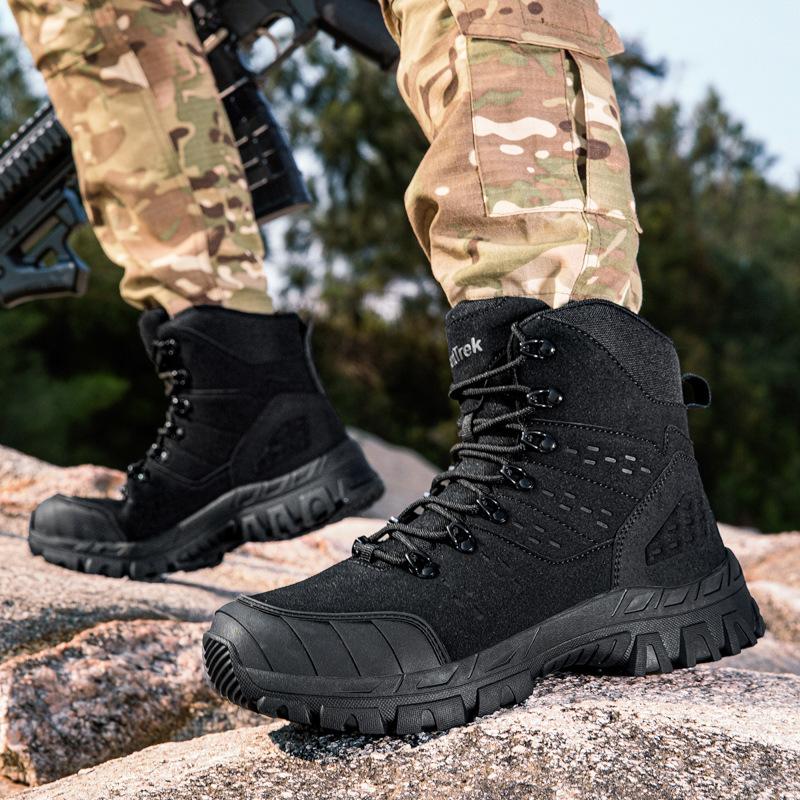 Atmungsaktive Übergröße Wanderschuhe Herren Wandern Outdoor Freizeit High-Top Feldtrainingsschuhe Militärstiefel Herrenstiefel