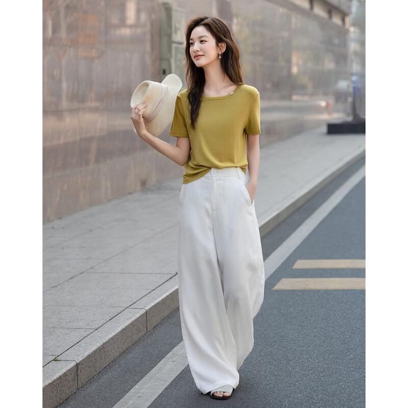 Demana Women's Lyocell-Wool Blend Slim T-shirt