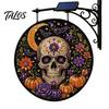 Creative Halloween Gift for Home Solar Powered Hanging Light, Skull Witch Black Cat Cemetery Zombie Design LED Light Ghost Pumpkin Lanterns