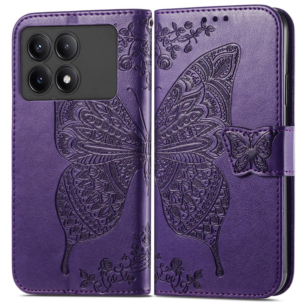 For Xiaomi Redmi K70E 5G/Poco X6 Pro 5G Phone Case Butterfly Pattern Folio Stand View Cover