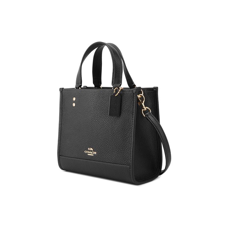 Coach Dempsey Tote 22 Solid Color Detachable Shoulder Strap Snap Leather Music Score Tote Shopping Bag Women tote Black CO971-IMBLK