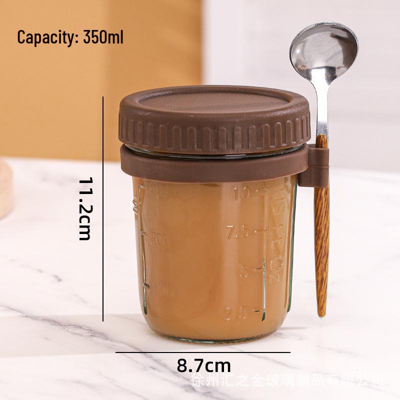 Tazza da colazione portatile in vetro sigillabile a prova di perdite per avena, latte e insalata.