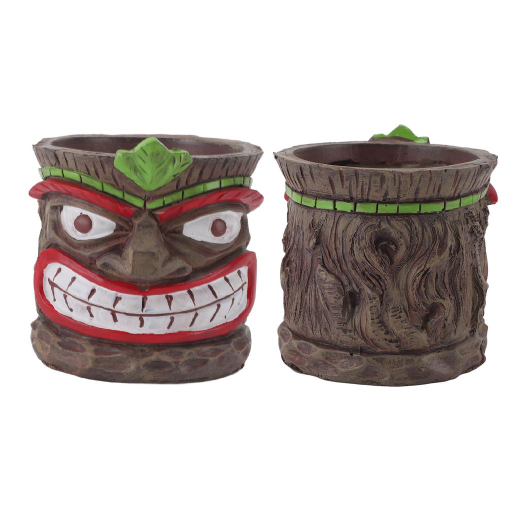 Totem Skulptur Planterkruka Harts UV-säker dekorativ blomkruka för inomhus utomhus färgglad