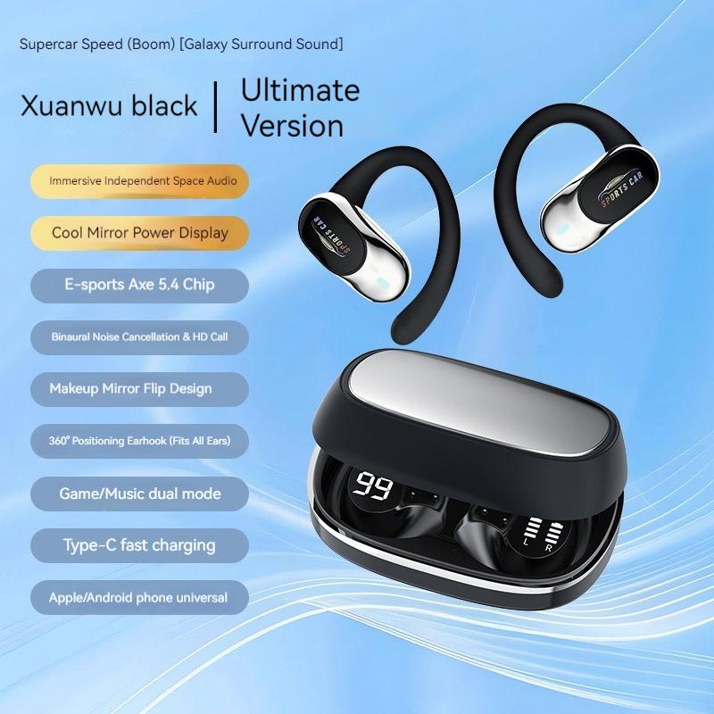 Open Ear Clip Earbuds LED Bluetooth Headphones HIFI Sound Earphones Touch Control Wireless Headsets Noise Reduction with HD Call