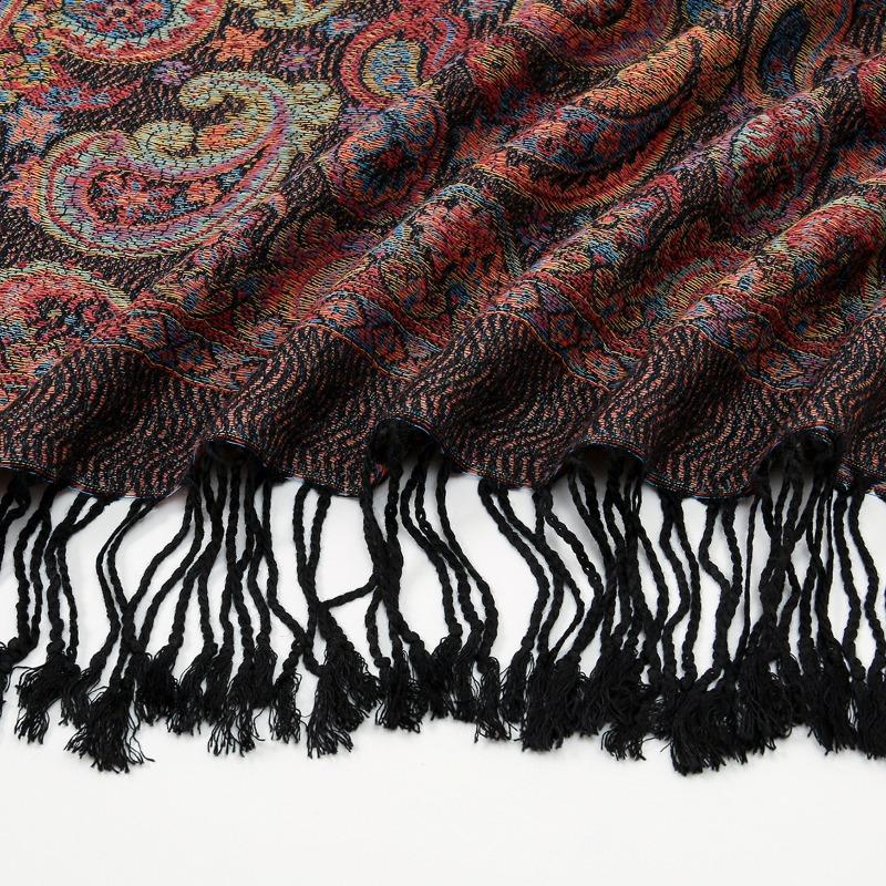 Hot-selling New Cashew Jacquard Fringed Long Scarf Retro Outer Women's Warm Shawl Scarf