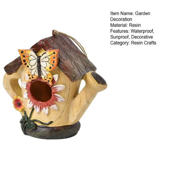 Garden Bird House Spacious Hole Hand-Painted Birdhouse Resin Waterproof Outdoor Hanging Birdhouse Sunproof for Bluebird Hummingbird Finch Cardinals