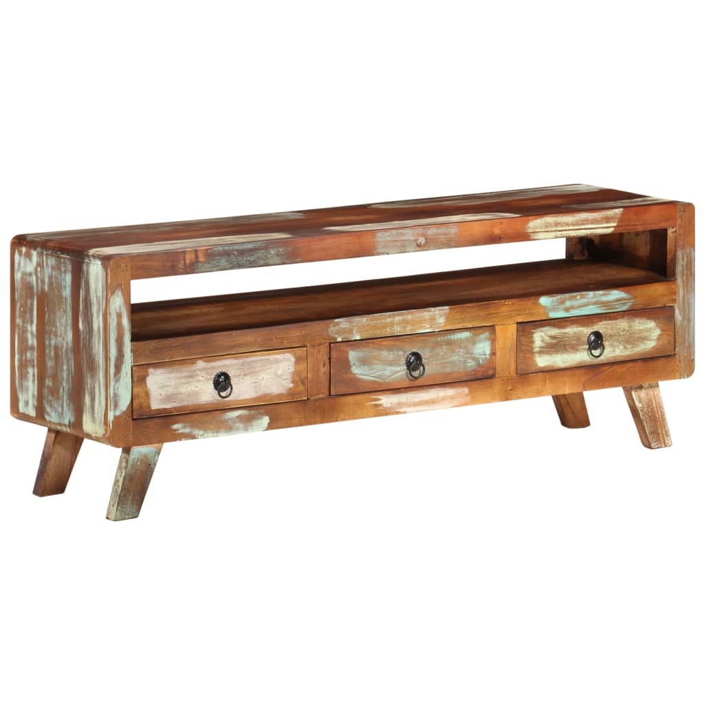 TV Cabinet Multicolored 110 X 30 X 40 Cm Solid Reclaimed Wood