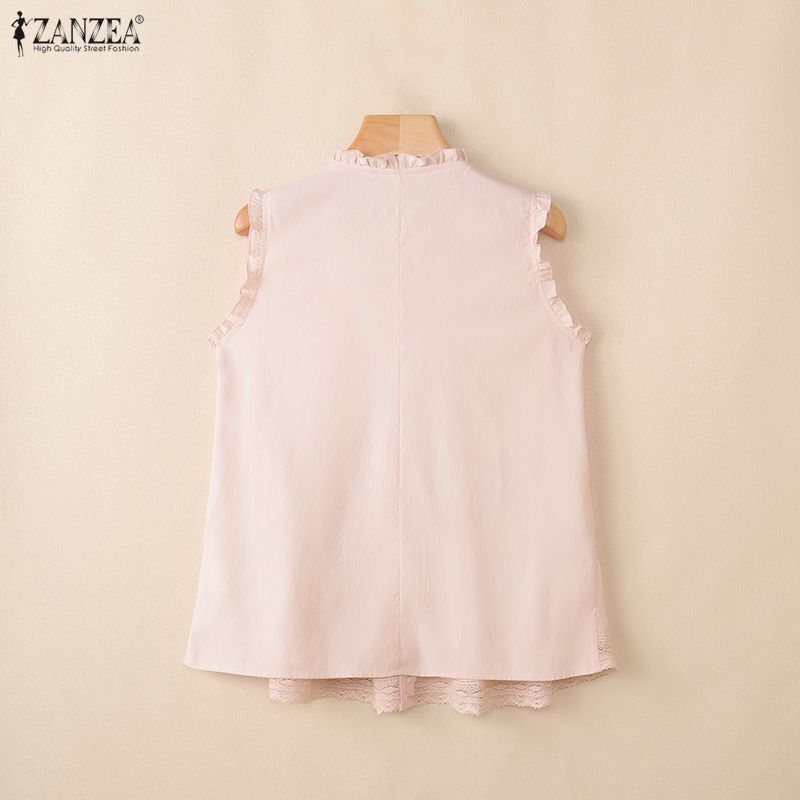 ZANZEA Damen Sommer Casual V-Ausschnitt Ärmellose Tanktops