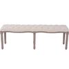 Linen Bench Solid Wood Frame 150 X 40 X 48 Cm Cream White