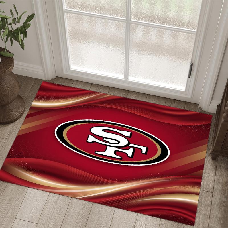 San Francisco 49ers Design Kristall Samt Teppich Gemütlich Nicht?Rutschfester Teppich mit Aufdruck für Schlafzimmer Wohnzimmer Eingang