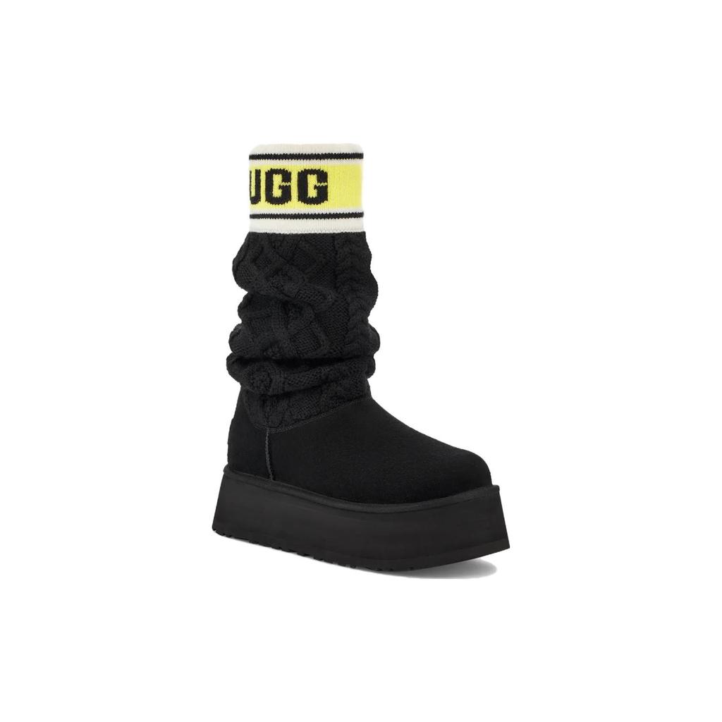New UGG Classic Sweater Letter Boot Black Women's 1144045-BLK