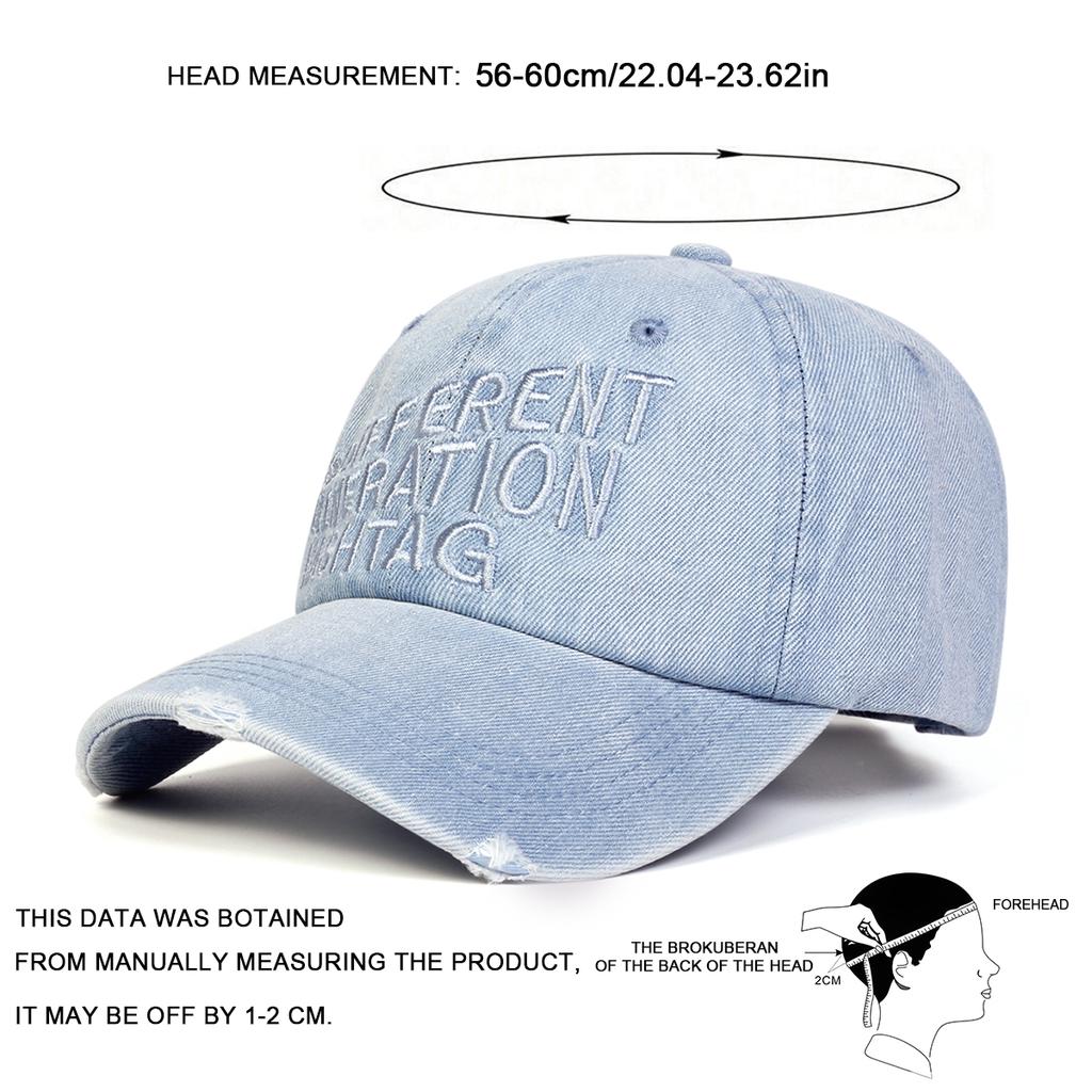 Unisex DIFFERENT Embroidery Adjustable Washed Denim Baseball Hat Retro Caps Spring Autumn Outdoor Sport Travel for Women Men
