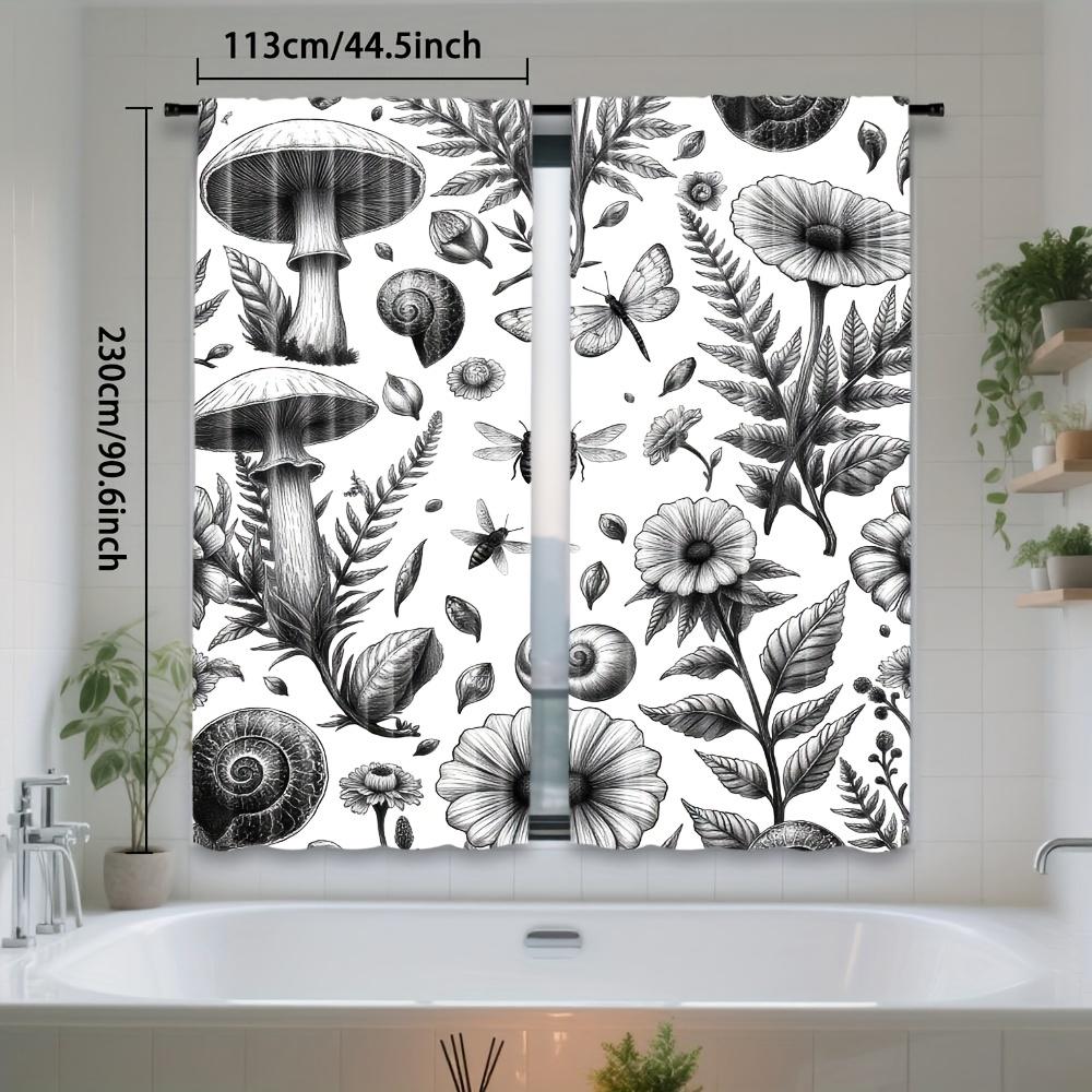 2pcs   Elegant Boho Mushroom Pattern Curtains Polyester Light Filtering Rod Pocket Design for Living Room Bedroom Office Machine